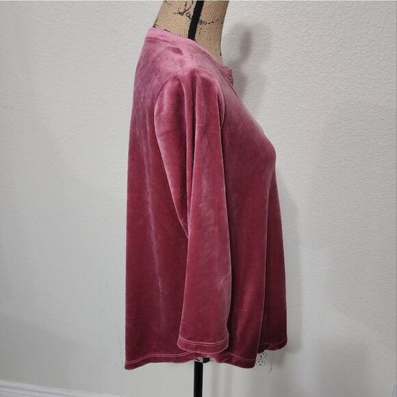 WESTBOUND PINK velvet  long sleeve shirt size‎ PM petite - Picture 3 of 5